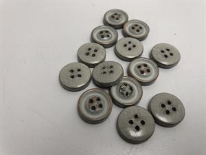 Træ knap - flot lys grå, 15 mm